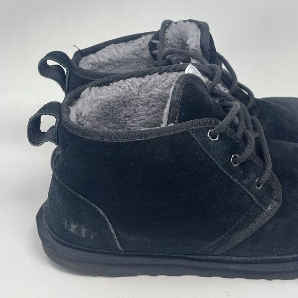 UGG Neumel Chukka Boots Mens 11 Black Suede Sheepskin Lined Ankle Winter Shoes - Picture 3 of 16